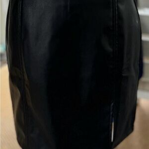 NWT Mangopop Black Faux Leather Skirt
